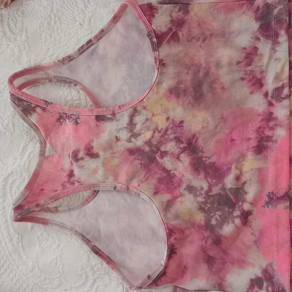 🥰3/$25 NWT CALVIN KLEIN PERFORMANCE Pink and Purple Tie-Dye Sports Bra - Picture 4 of 6